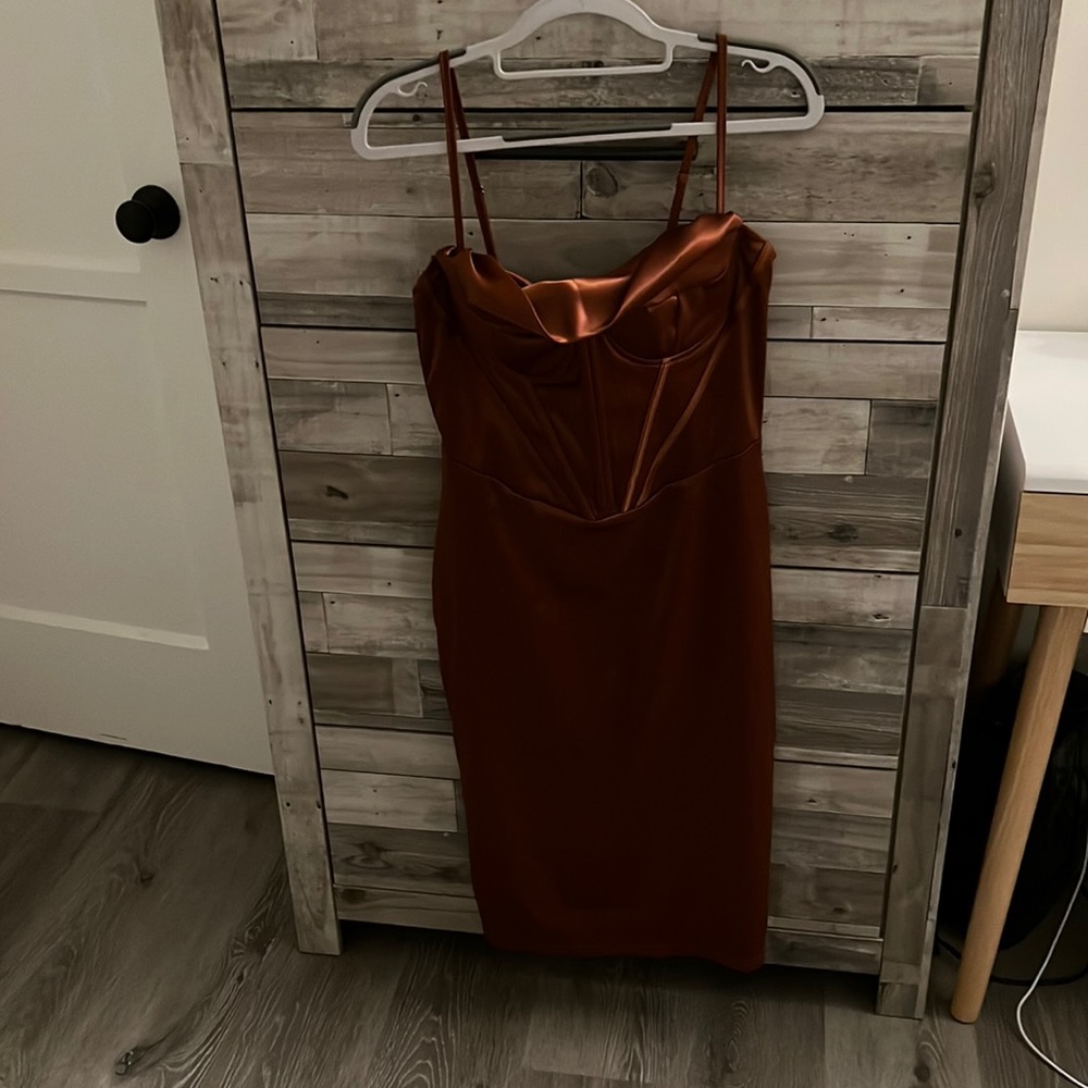 Brown satin dress new with tags